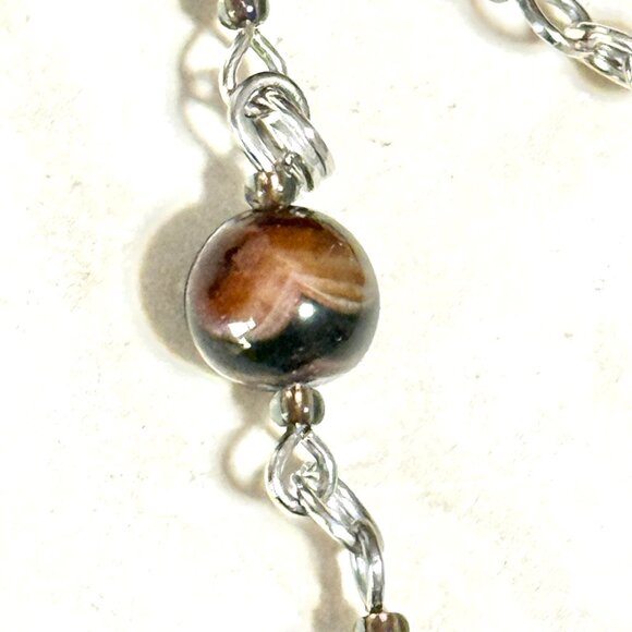 Genuine Dark Brown Agate Necklace, Natural Gemstone & Cute Slim Cat Pendant - Picture 10 of 15
